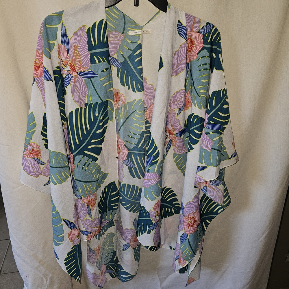 Do Everything in Love Floral Leaf Swim Coverup - Blue, Green, Pink